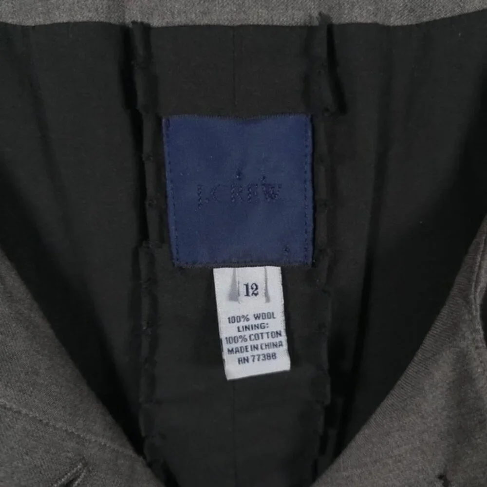 J. CREW SUITING 100% WOOL Hidden Button Jacket‎ Peplum Blazer Coquette Size 12